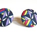 New Geometric Bright Ear Studs (Earrings) - Liberty of London - Pink Purple Black White Acid Yellow