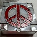 Stained Glass Jewelry Box - Peace Sign Box - Red/White
