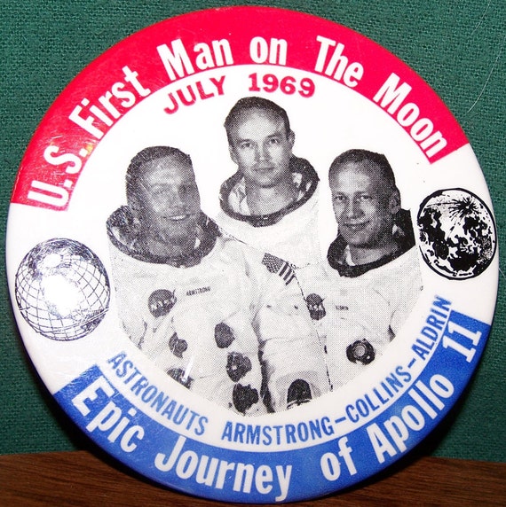 1969 Apollo 11 Commemorative Pin Back Button