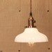 Hanging Pendant Lighting with Vintage White Milk Glass Shade