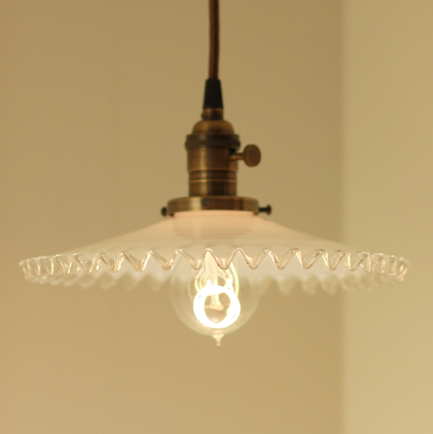 Pendant Light Fixture With Vintage Fluted Milk Glass Clear Pendant Light Fixture With Vintage Fluted Milk Glass Clear Shade Zoom