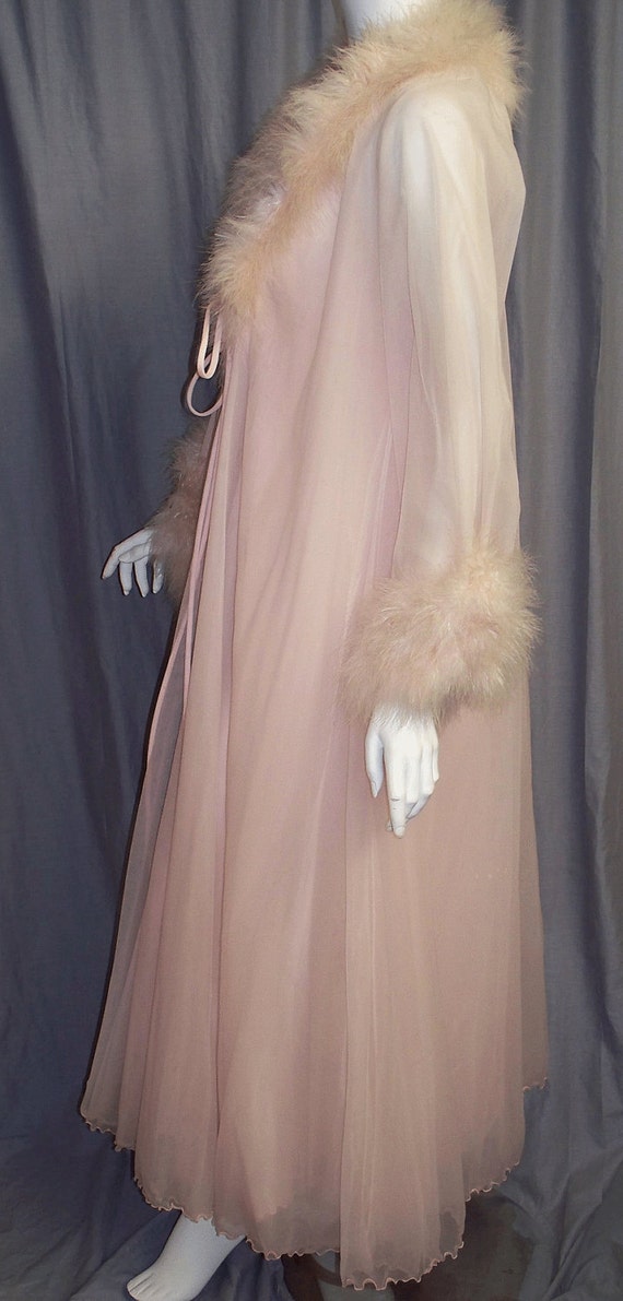 Pink Marabou Peignoir Set Robe And Gown 1960s Small Medium