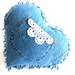 Handmade Upcycled Denim Blue Jean Valentine's Day Heart Shaped Pillow with Doily from Vintage Materials