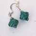 Jade green glass drop earrings, handmade green glass beads with crystals