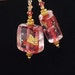 Murano glass earrings, 1 5/8 inch (4cm) drops, Italian dark pink beads, crystals and gold beads, Murano bead jewelry