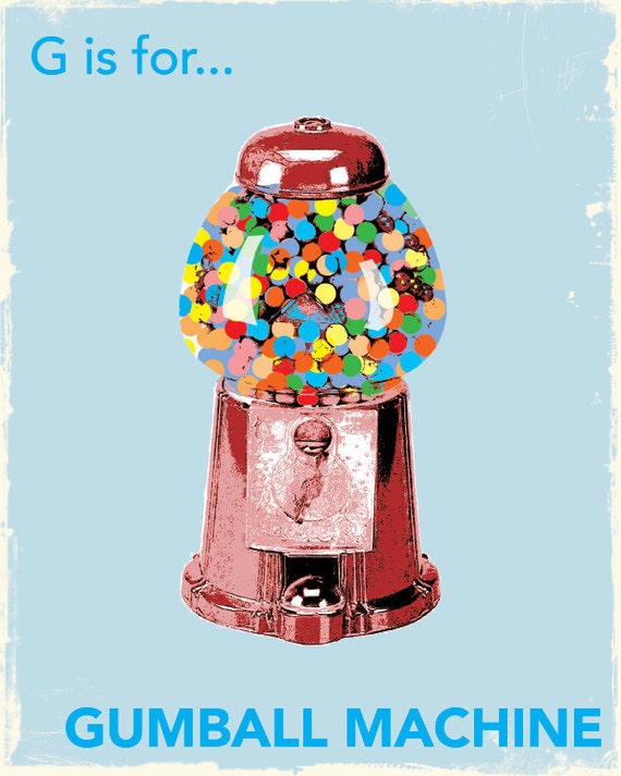 Items similar to Alphabet Print Series G is for Gumball Machine on Etsy