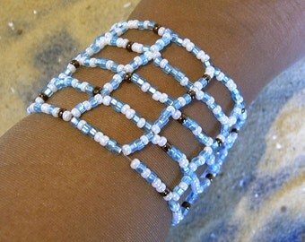 Beaded cuff bracelet. Egyptian style beaded Jewelry