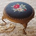 TREASURY ITEM Antique Victorian Cottage footstool, needle point, ornate