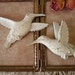 Shabby Romantic Cottage Hummingbird PAIR, creamy white, distressed, small wall accents