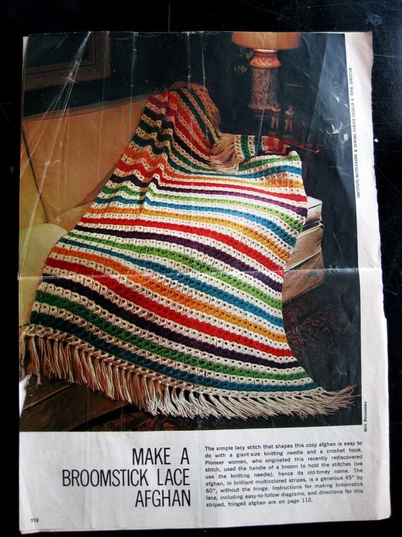 Broomstick Lace Afghan Crochet Pattern Good by QuiltCitySue