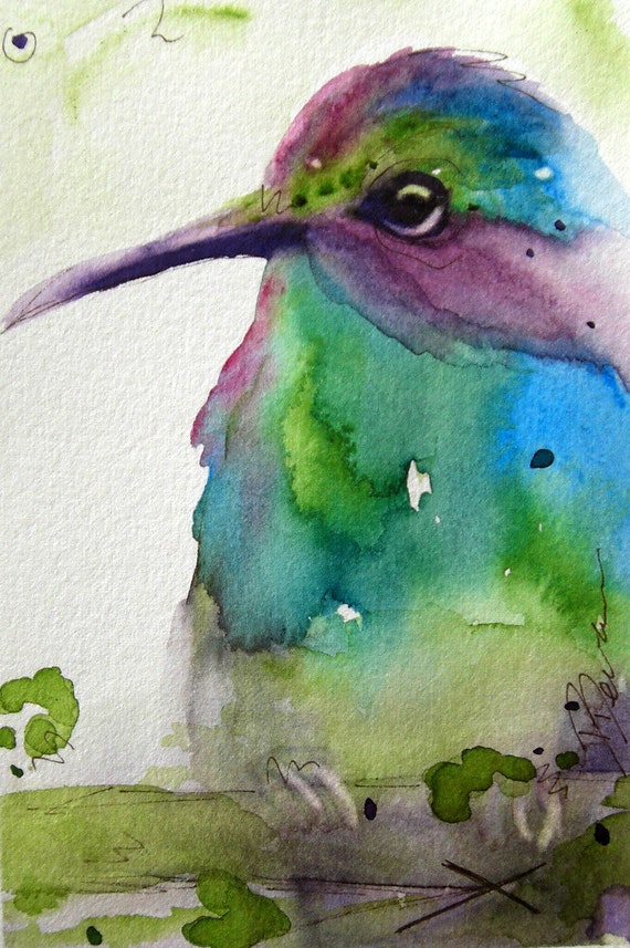 watercolors hummingbirds chinoises acuarelas oiseau gmail