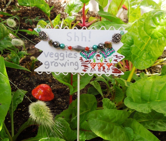 Sale - Garden Marker Shh - Veggies Growing