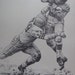 Vintage Football Print Poster Sketch - Charley Conerly - 11 x 14 - Circa 1960