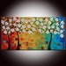 Original Large Tree Painting Multicolor Art White Cherry Blossom Impasto Textured Landscape 24x48 - Free Shipping