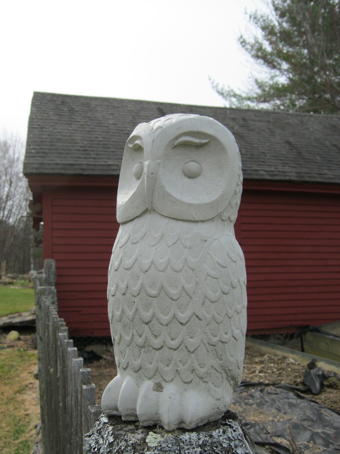 Owls Cast Stone Garden Owl Statues Two Concrete Owls Pair