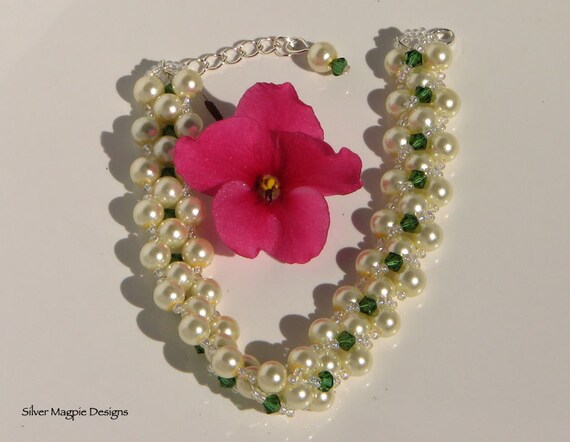 RESERVED LISTING  Reduced (was 24.99) Bridal jewelry bracelet pearl and Swarovski crystal gift for her.