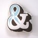 RESERVERD SALE - Ampersand Pillow in Chocolate Brown and Blue