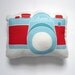 Camera Plush / Pillow in Blue and Red by Yellow Heart Art