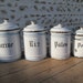 Vintage French Enamel Canister/Storage Set Kitchen 1900's