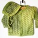 Lace Knitted Baby Cardigan and Hat - Green, 3 - 6 months