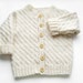 Hand Knitted Baby Cardigan - Natural White, 3 years