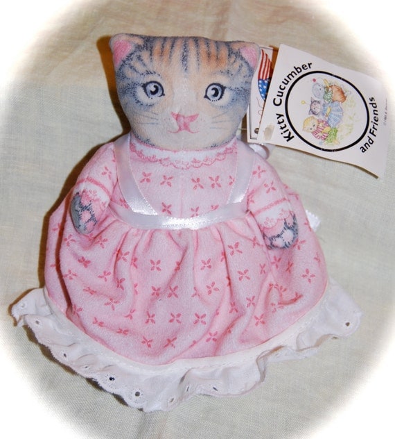 Vintage Kitty Cucumber Bean Bag Doll by SpringsofJoy2 on Etsy