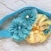 Girl Turquoise shabby headband hair pin hair clip for Photo prop flower newborn baby girl