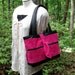 Sale - Was 99.00 - Recycled Leather Handbag - Color Blocked Hot Pink & Black - Upcycled Leather Bag