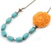 Sorbet Orange and Turquoise Flower Necklace - Beatrice (FREE Matching Earrings)