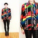 Vtg 80s Rainbow Abstract Print Jacket M