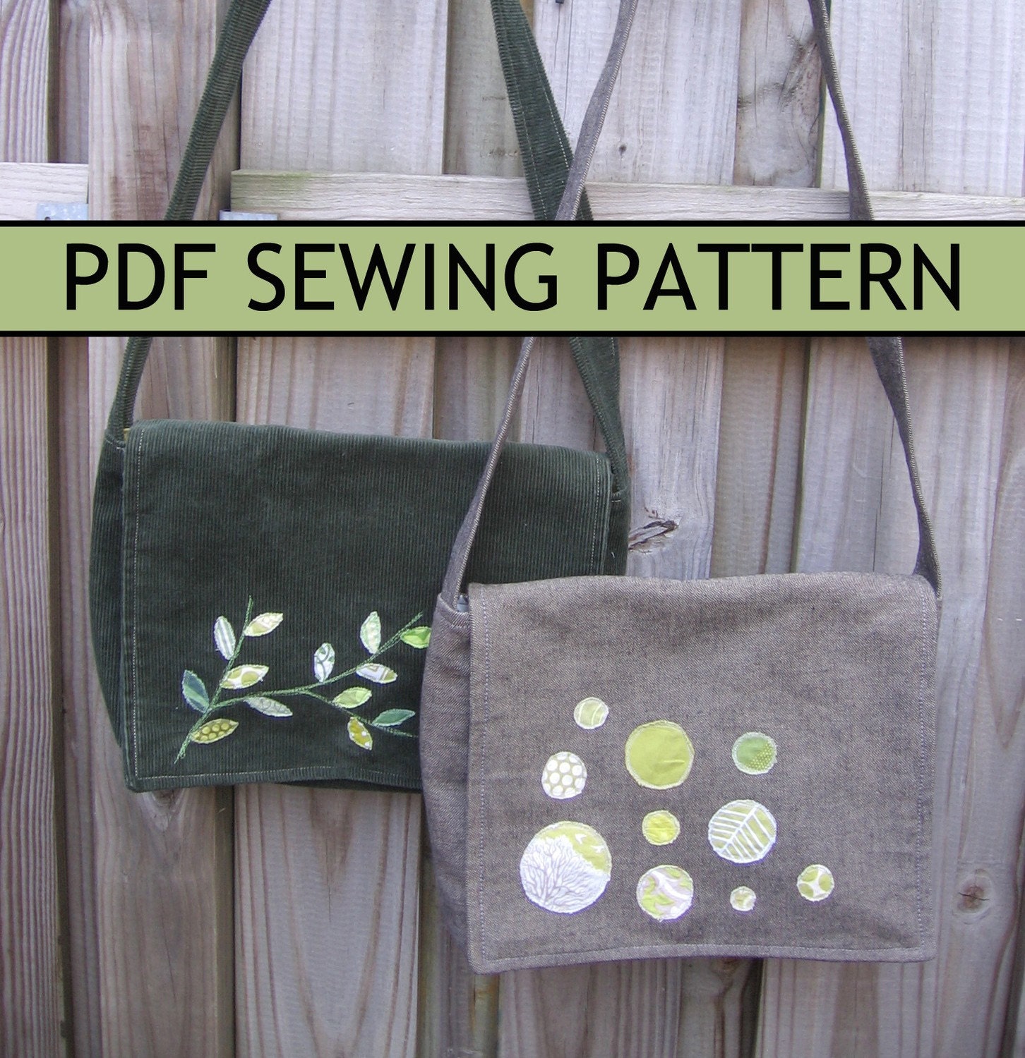 Free-Motion Applique Messenger Bag PDF Sewing Pattern