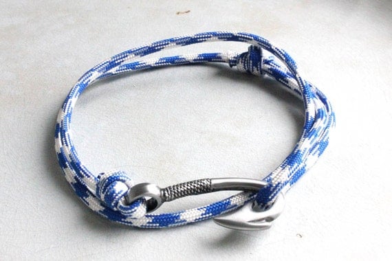 Items similar to Fish Hook Bracelet - Blue and White on Etsy