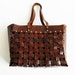 Vintage XL Industrial Leather Basket Weave Bag Weekender