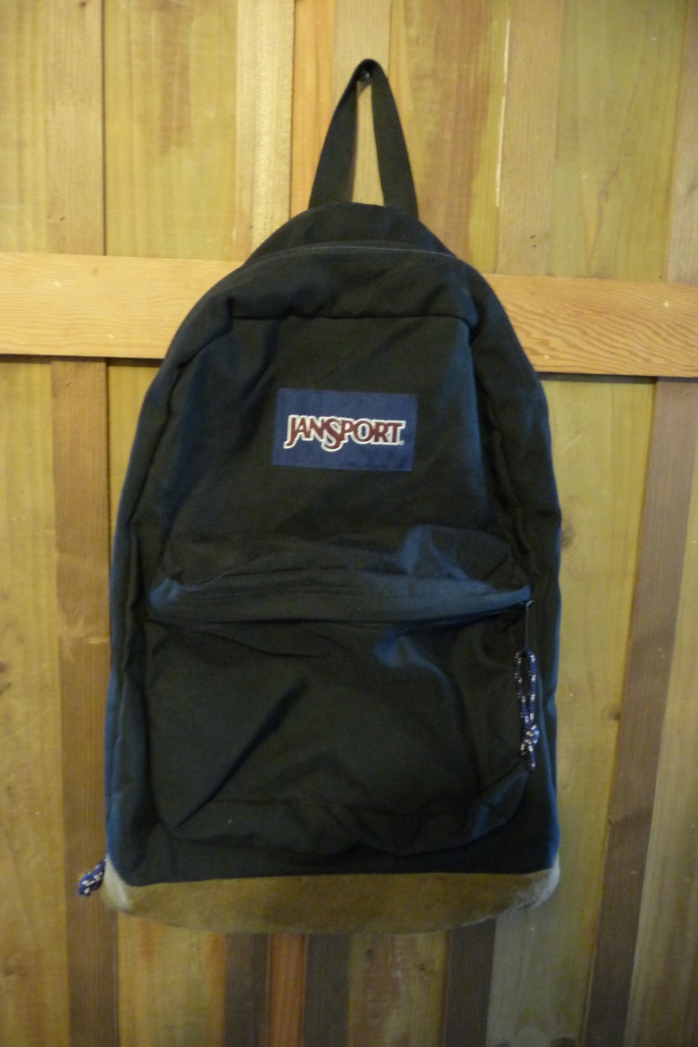 Vintage JANSPORT black suede leather bottom Backpack USA