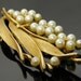 Vintage Lisner Lily Of The Valley Floral Cluster Pearls With Goldtone Leaves Brooch