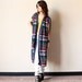 80s Navajo Tribal Print Vest - vintage oversized open front long layering duster tee, heather grey jersey with navy blue, hunter green, wine