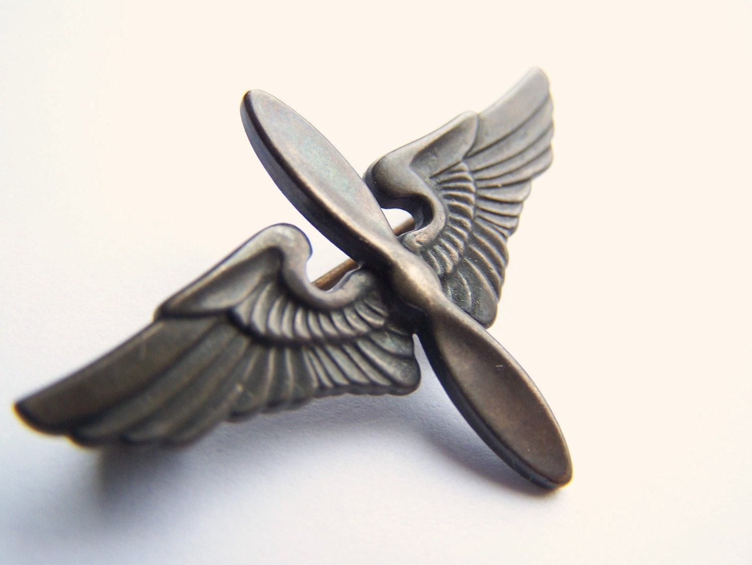 Vintage Sterling Wings & Propeller WW2 Sweetheart Pin FREE