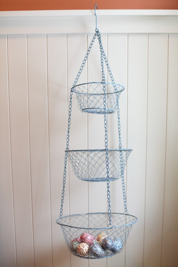 Vintage hanging wire baskets by thisvintagething on Etsy