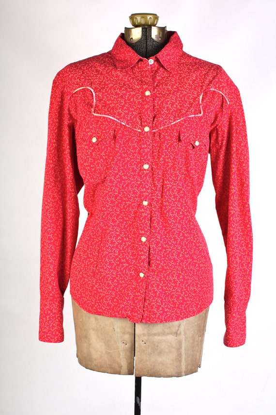 Women's red country western shirt by thisvintagething on Etsy