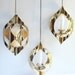 Mid century modern gold metal hanging candle holders, set of three