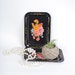 Small black floral trays, set of two