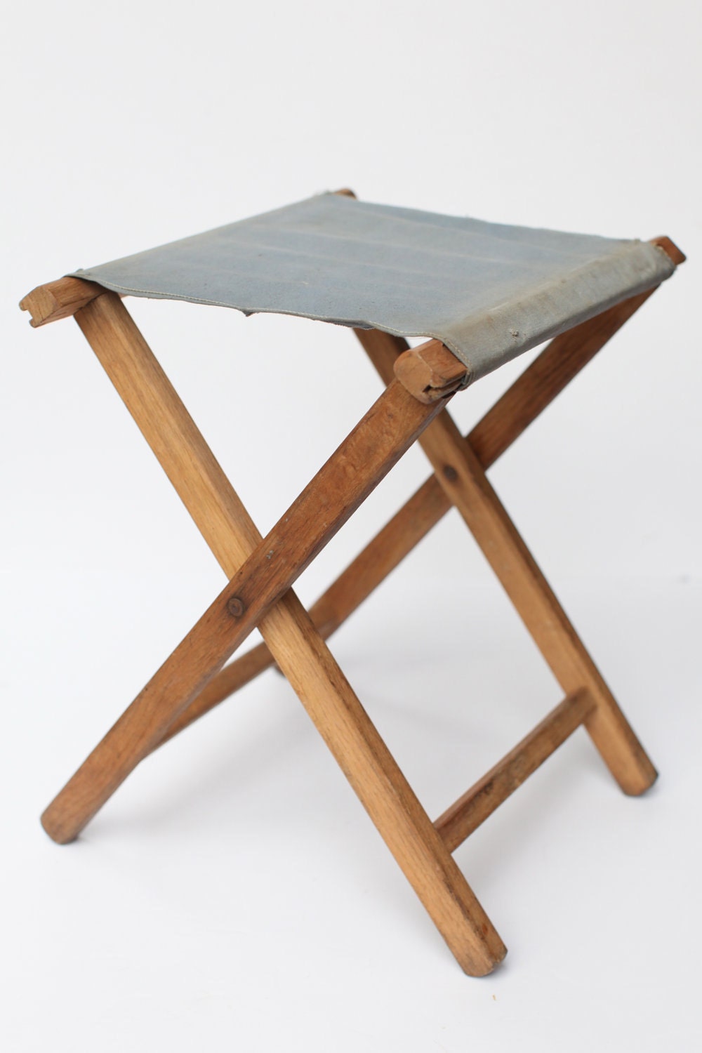 Wooden folding camp stool by thisvintagething on Etsy