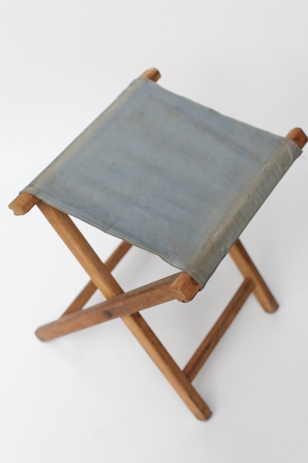 Wooden folding camp stool