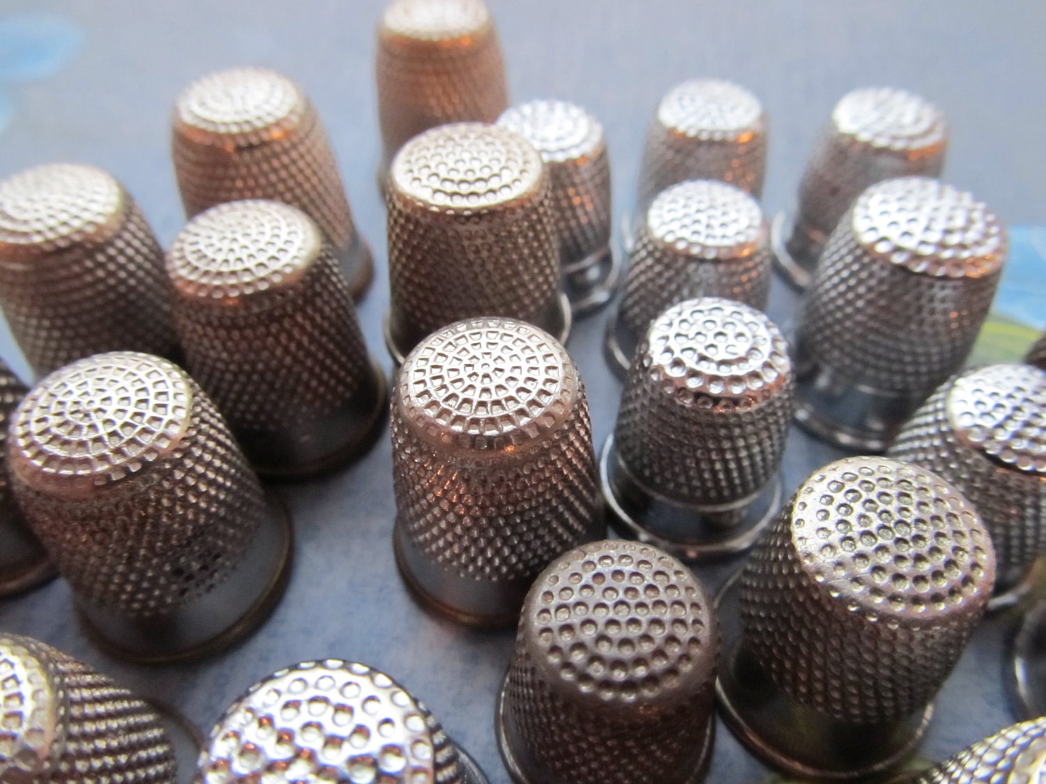 2 Vintage Silver Metal Thimbles