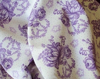 Vintage French Fabric Lavender Roses Rosebuds Lily of the Valley Unused Suitable for Patchwork Quilting Lavender Bags Feedsack Pillow