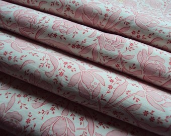 Vintage French Fabric Pink Tulips Tiny Red Flowers Suitable for Patchwork Quilting Lavender Bags Feedsack Pillow Dolls Clothes