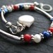 Fourth of July Bracelet, Red, White and Blue Pearls and Silver