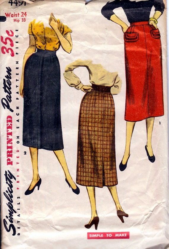 Items similar to 1940's Misses' and Women's Skirt Simplicity 4491 ...