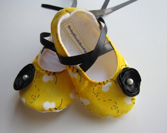 Bumble Bee Baby Shoes Soft Ballerina Slippers Baby Booties
