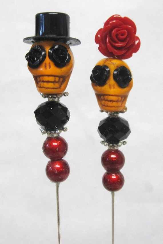 Sugar Skull Cake Topper Hollywood Couple Day Of The Dead Wedding Lapel